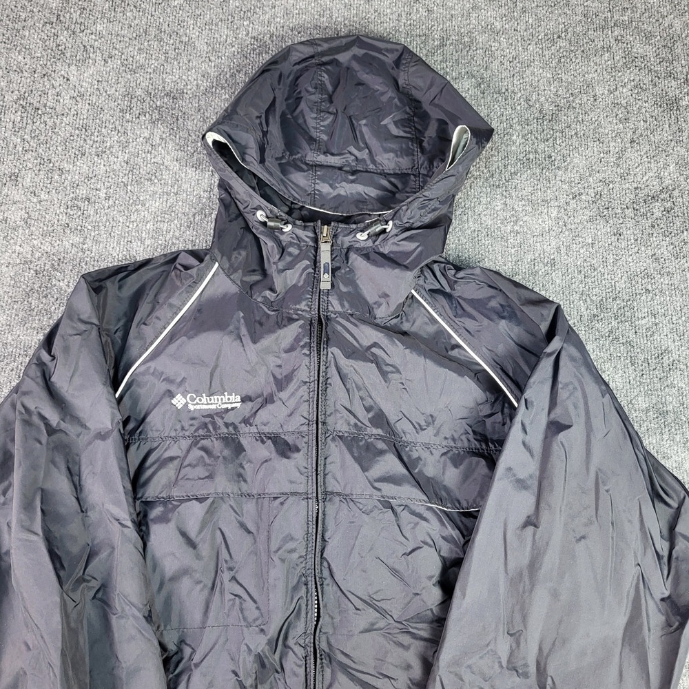 Columbia Sportswear Mens Black Hooded Windbreaker Rain Jacket Size M